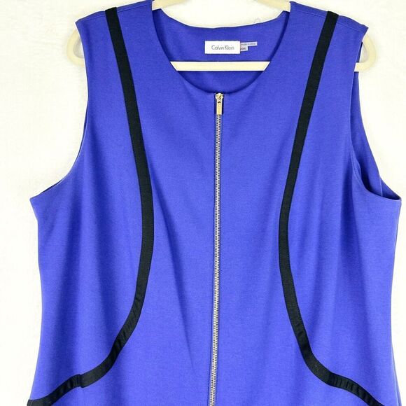 Calvin Klein Zip Front Sleeveless Sheath Dress Size 20W Office Career Church - Picture 3 of 8